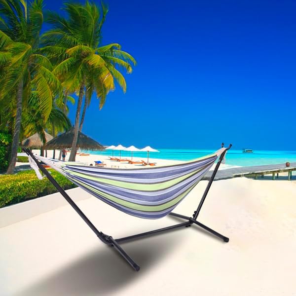 Hammock with Stand – Heavys Duty 800 LBS Capacity, Portable Hammock Set for Outdoors, Indoors, Patio, Garden, and Camping,Outdoor Hammock Swing Chair with Portable Heavy Duty Stand