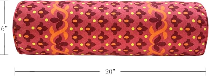 Pack of 2 Outdoor Waterproof Decorative Bolster Pillows with Inserts for Patio Furniture, 20x6 Inch Fade Resistant Patio Garden Bolster Cushions for Couch Bed Sofa, Geometric Red