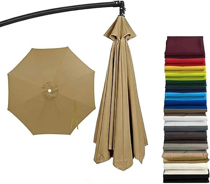 Cantilever Umbrella Replacement Canopy, Patio 8 Ribs Sun Umbrella Cover UV 50+ Protection Waterproof Cantilever for Garden, Backyard, Pool