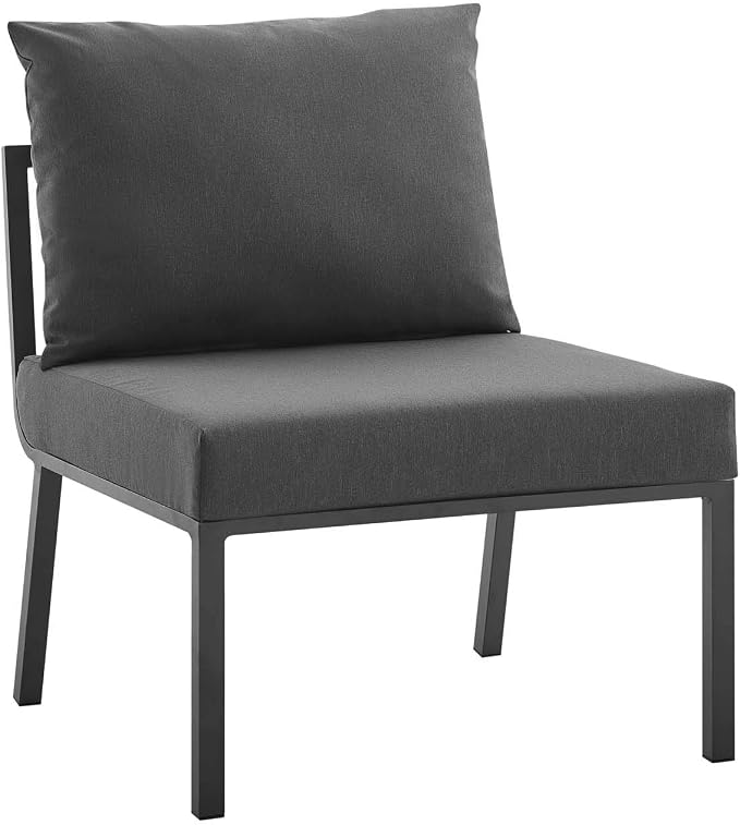 Modway Riverside 4 Piece Sectional Set with Armchair and Table, 61. 5" L x 114" w x 28" H, Gray Charcoal