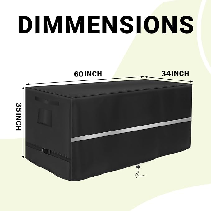Deck Box Cover Heavy Duty Waterproof Deck Box with Handle, Outdoor Large Storage Box Cover Patio Rectangular Bench Covers (60 x 34 x 35 inch)