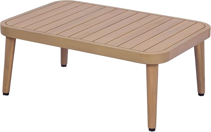 Christopher Knight Home Blanca 2 Pieces Conversation Set, Boho Patio Loveseat Sofa and Coffee Table, Acacia Wood Outdoor Loveseat and Table Set, Rope Woven Curved Loveseat with Cushions, Teak+Beige