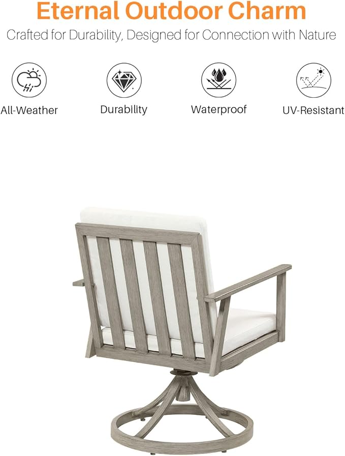 9 Pieces Outdoor Dining Set for 8, Never-Rust Aluminum Patio Dining Set with 2.2" Umbrella Hole, Outdoor Patio Furniture Set with 2 Swivel Chairs for Decks, Garden, Backyard, Limed Oak