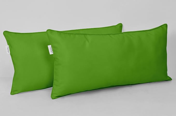 Indoor/Outdoor Polyester Fabric Lumbar Pillow Cover, All-Weather Waterproof Rectangular Cushion Case for Patio Furniture, 16 x 24 Set of 2 -Green