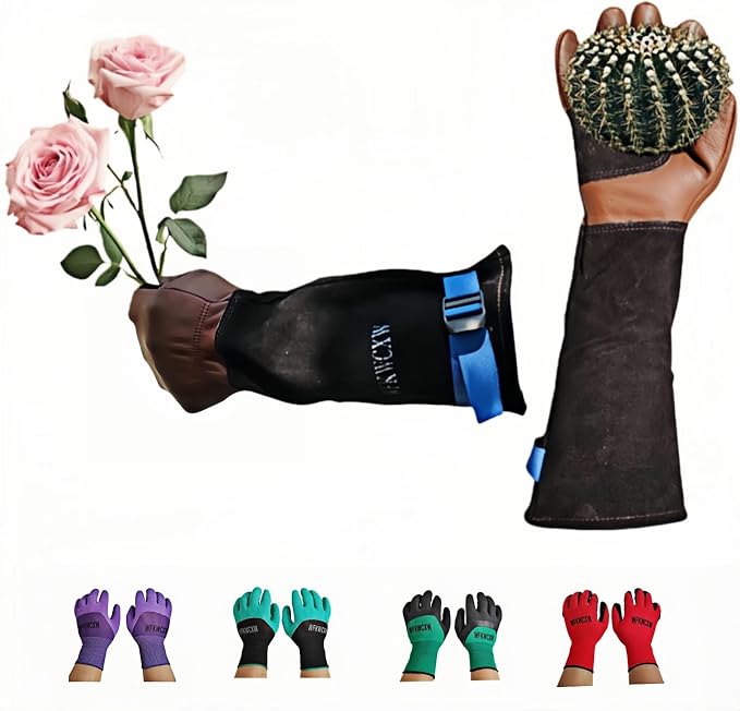 Cow Leather Gardening Gloves, Adjustable&Thorn Proof,Cactus Handling,Rose Pruning,Gardening Gifts For Women/Men