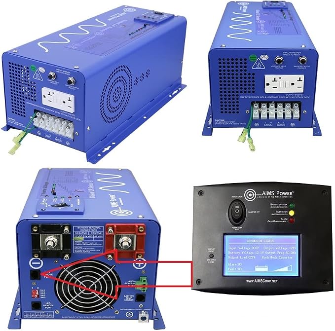 AIMS 2000W 12V Pure Sine Inverter Kit w/Remote