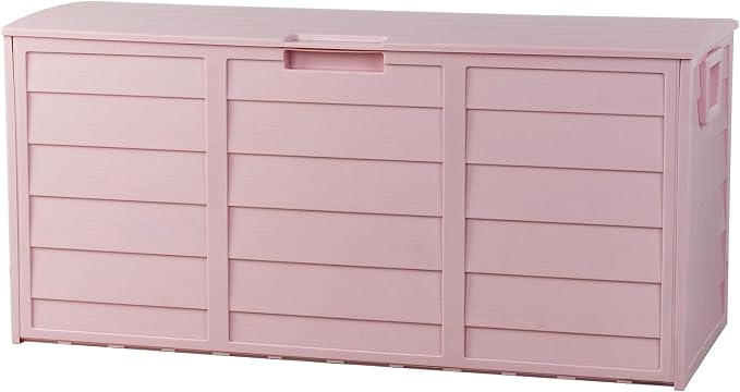 75 Gallon Outdoor Deck Box, Lockable Patio Outdoor Storage Box with Wheels, Waterproof Deck Storage Boxs for Furniture, Garden Tools Poolside and Tools Storage, Pink