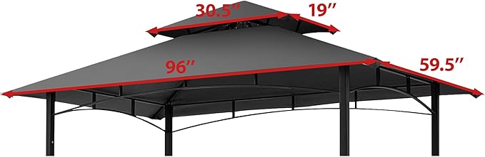 Coastshade Replacement Gill Gazebo BBQ Canopy Top for Model #L-GG001PST-F,8x5 Gazebo Grill Canopy BBQ Gazebos Top Only(Gray)