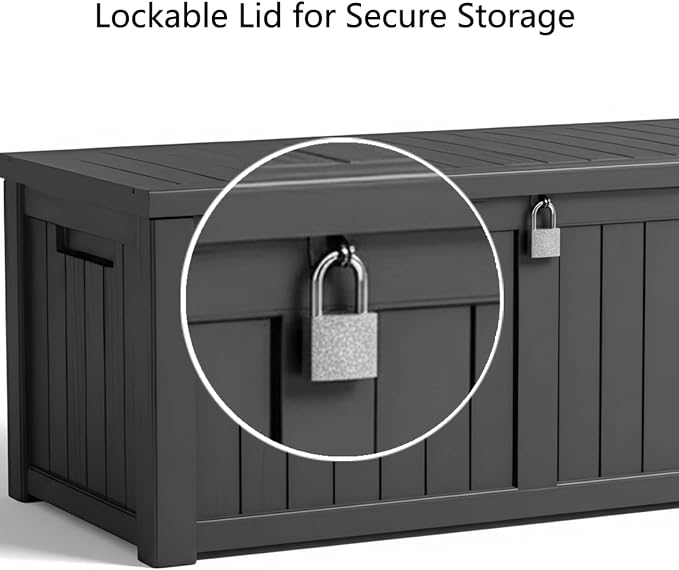 120 Gallon Resin Deck Box, Outdoor Storage Chest for Patio Furniture Cushions, Garden Tools, Pool Accessories | Lockable, Waterproof, All-Weather, Easy Assembly, Wood Grain Design