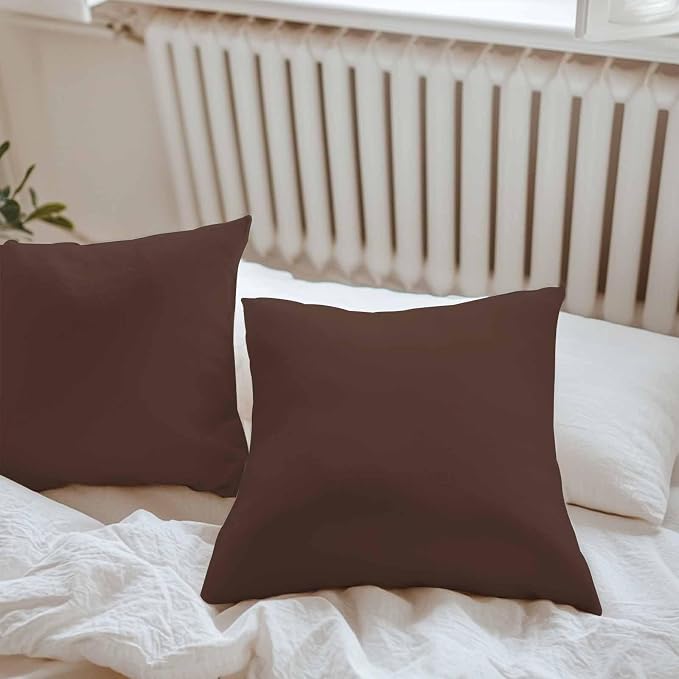 Throw Pillow Covers 20x20 Inch Set of 2, Brown Pure Color Waterproof Outdoor Pillow Covers, Aesthetics Contemporary Luxury Decorative Cushion Pillowcases for Couch, Sofa, Bed, Garden, Patio