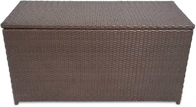 (Fast Shipments) Deck Storage Container, Organization & Outdoor Storage Container for Patio Furniture Pillows, Garden Tools Garden Storage Box Brown 47.2"x19.7"x23.6" Poly Rattan