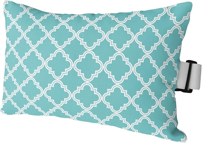 Outdoor Pillows Covers with Inserts Cyan Moroccan Pattern Geometric Waterproof Recliner Pillow with Adjustable Strap Throw Pillows for Patio Furniture Pool Lounge Chair, 11x16 inch, 1PCS