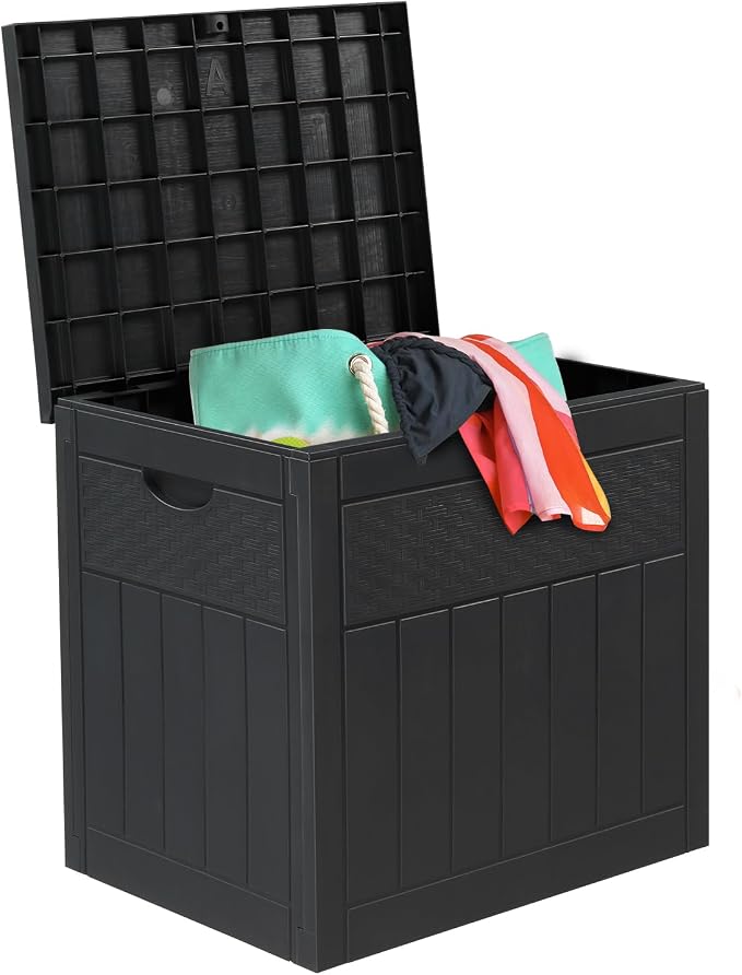 VINGLI 33 Gallon Outdoor Deck Storage, Polypropylene Deck Box with Side Handles, Lockable for Patio, Garden, Backyard and Balcony, Grey