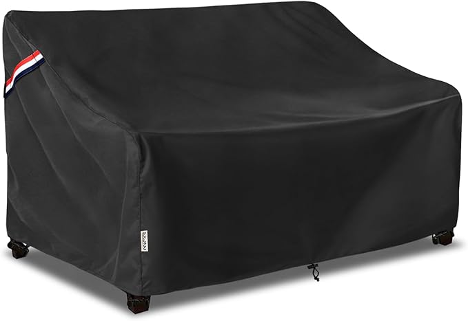 Outdoor Couch Cover Waterproof Heavy Duty Patio Furniture Covers, 60W x 35D x 35H Inches 2 Seater Outdoor Sofa Cover (Black)