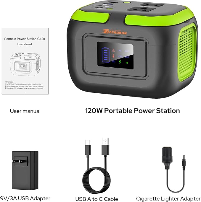 Solar Power Station with Solar Panel 40W, 120W 110V Portable Power Bank with AC Outlet for Outdoor Laptop Smart Device Camping RV Hiking Outdoor Backup Portable Battery with Solar Charger