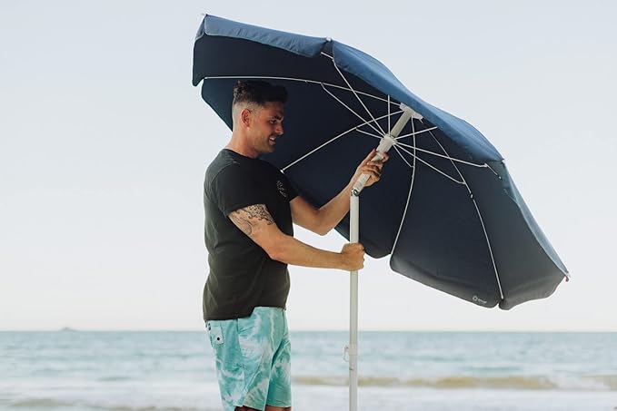 PICNIC TIME NCAA Michigan Wolverines Outdoor Canopy Sunshade Beach Umbrella 5.5' - Small Patio Umbrella - Beach Chair Umbrella