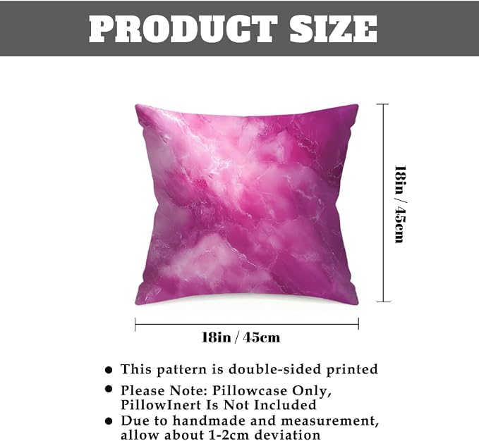 18x18 Inch Outdoor Pillow Covers Set of 2 Waterproof Throw Pillow Covers Decorative Couch Cushion Covers Pink Marble Pattern Square Pillowcases Protectors for Patio Garden Sofa