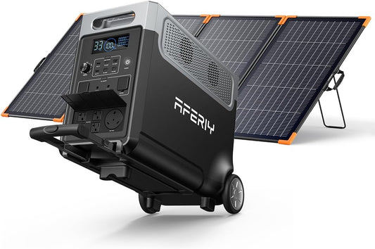 AFERIY Solar Generator 3840Wh Portable Power Station with 400W Bifacial Solar Panel,LEP Battery,AC Output with 120V,3600W Solar Generator for Home Backup,Outdoor Camping,Camping, RV,Emergencies