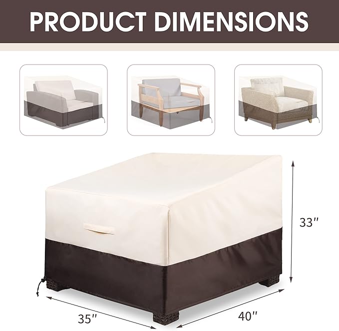 ALSTER Patio Chair Covers,Lounge Deep Seat Cover, Heavy Duty and Waterproof Outdoor Lawn Patio Furniture Covers (1 Pack - Large, Beige & Brown)