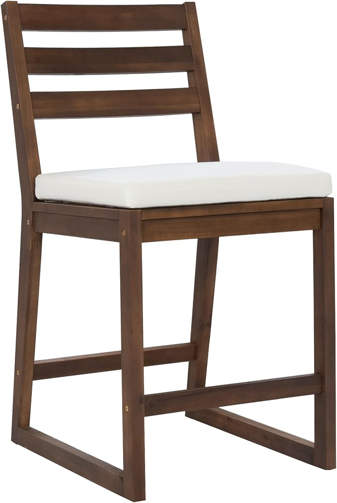 5-Piece Rustic Patio Bar Set, Acacia Wood Bar Table & Chairs with Slatted Tabletop for Backyard, Balcony, Poolside (Mocha11)
