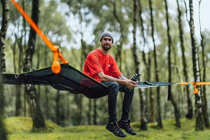 Tentsile Duo 2P Double Hammock – Camping and Lounging Hammock for Backyards, Festivals, Roo, Picnics, Outdoor Campouts, Black, Two Person, Designed in the UK (2024)