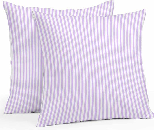 Throw Pillow Covers 26x26 Inch Set of 2, Purple White Stripe Waterproof Outdoor Cushion Covers, Modern Minimalist Geometric Striped Decorative Pillowcases for Couch, Sofa, Bed, Garden, Patio