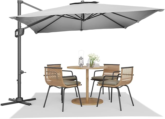 Garvee Cantilever Patio Umbrella 10x10 ft Large Rectangle Umbrella Outdoor Market Umbrellas 360 Rotation Offset Hanging Outdoor Shade for Patio