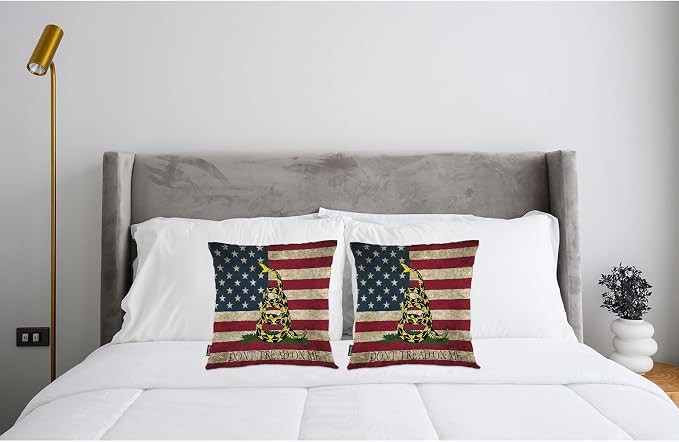 Swono Couch Pillow Cover Set of 2 Don't Tread On Me, Vintage American Flag Snake Decorative Throw Pillowcase Cushion Cover 18 X 18 Inch Throw Pillows Covers for Sofa Bedroom Car Living Room