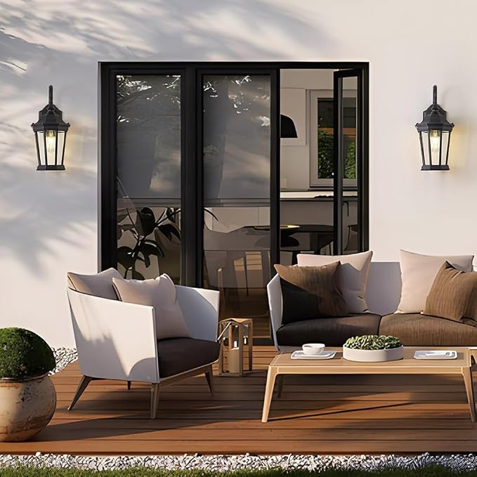 Outdoor Wall Lantern, 16'' Black Outdoor Wall Light Fixtures