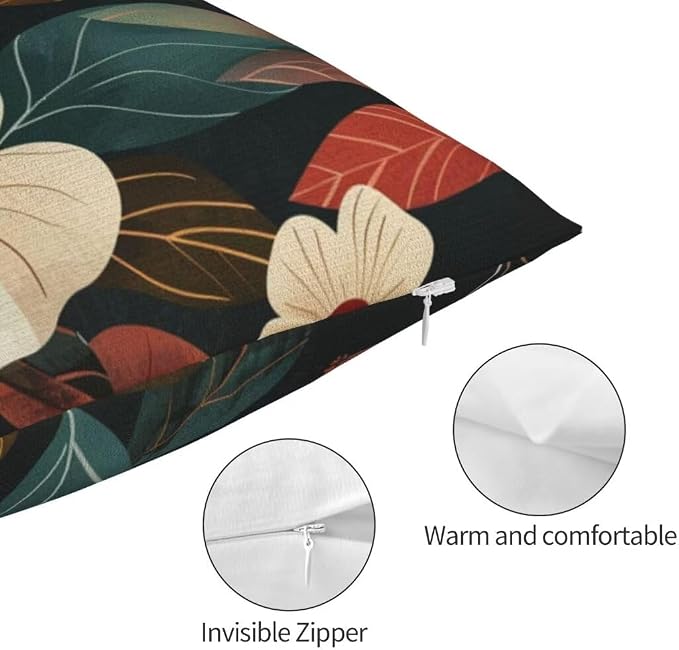 Throw Pillow Covers 12x20 Inch Pillow Covers Set of 2 Couch Pillows for Living Room, Flower Throw Pillows, Soft Accent Pillows Rectangular Decorative Pillows for Bed Sofa Farmhouse Decor, Plant J341