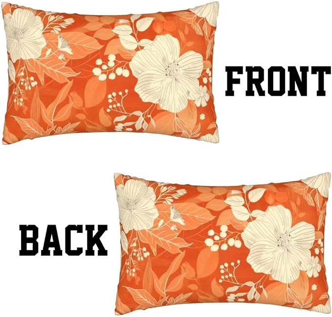 Throw Pillow Covers 20 x 28 Pillow Covers Set of 2 Couch Pillows for Living Room, White Throw Pillows with Invisible Zipper, Linen Accent Pillows Decorative Pillow Covers Farmhouse Decor, Orange J215