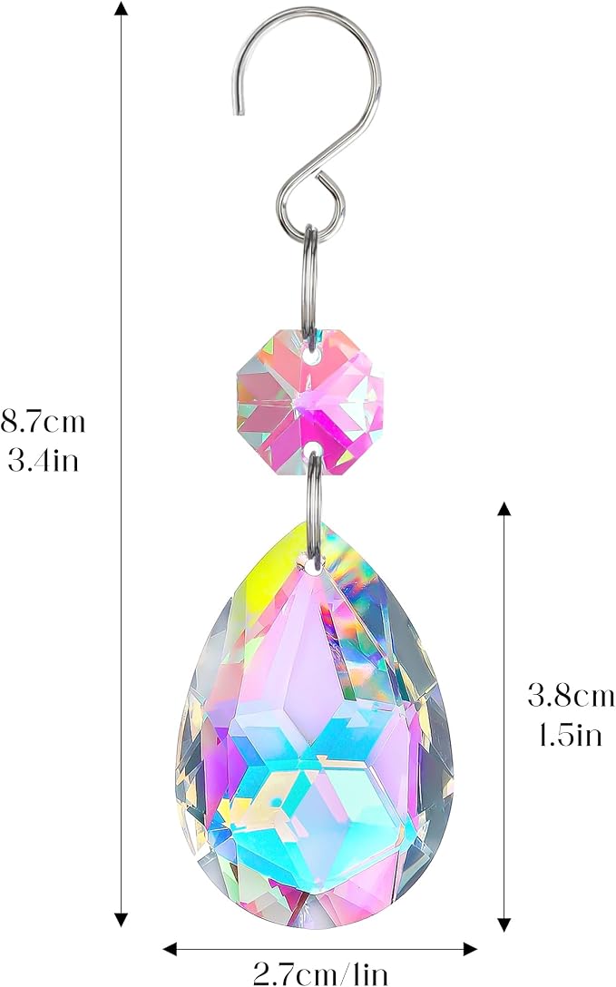 10 Pcs 3 Inch AB Crystal Bauhinia Prisms Chandelier Decor | AB Color Crystal Bauhinia Prisms Pendants Chandelier Replacement Beads Suncatcher Hanging for Window Wedding DIY Craft Decor