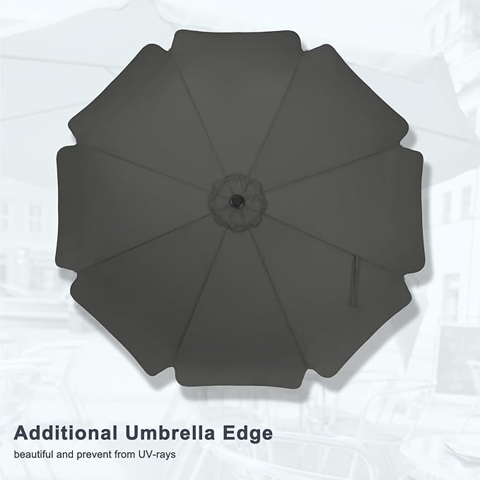 MASTERCANOPY 10ft Patio Umbrella with Valance, Crank and Tilt – 8 Ribs Outdoor Market Umbrella, UV/Fade Resistant, Waterproof Canopy with Wind Vent for Garden, Deck, Backyard, Pool (Dark Gray)