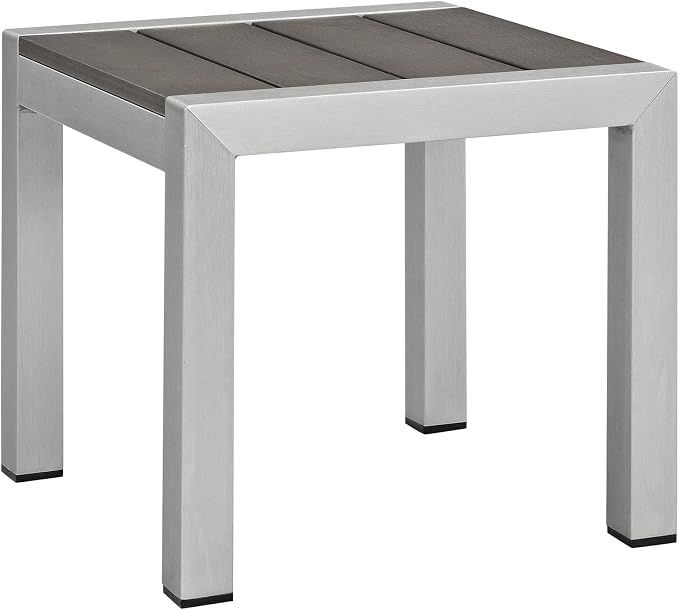 Modway Shore 3-Piece Aluminum Outdoor Patio Furniture Set in Silver Gray