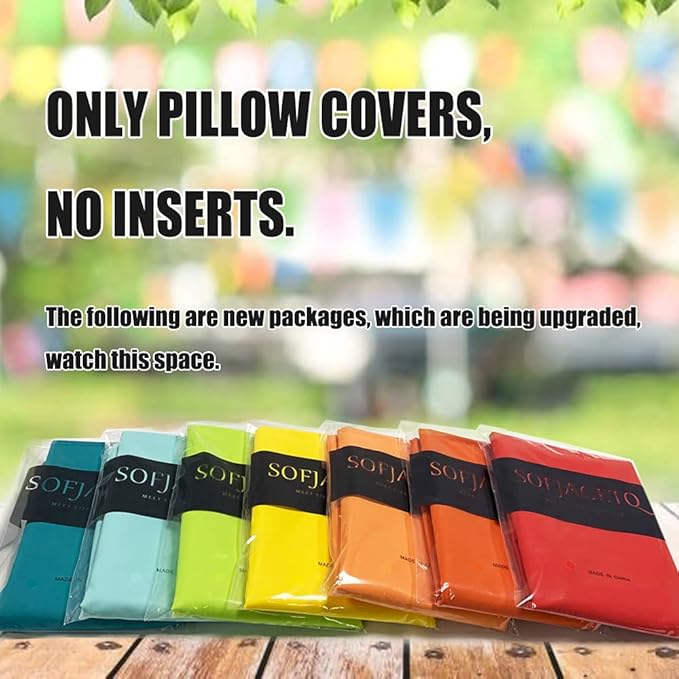 Yellow Outdoor Waterproof Throw Pillow Covers Summer Durable Vibrant Decorative Cushion Shem for Patio Funiture, Garden, Outdoor Sofa (12x20 Inches, 2 Pack)