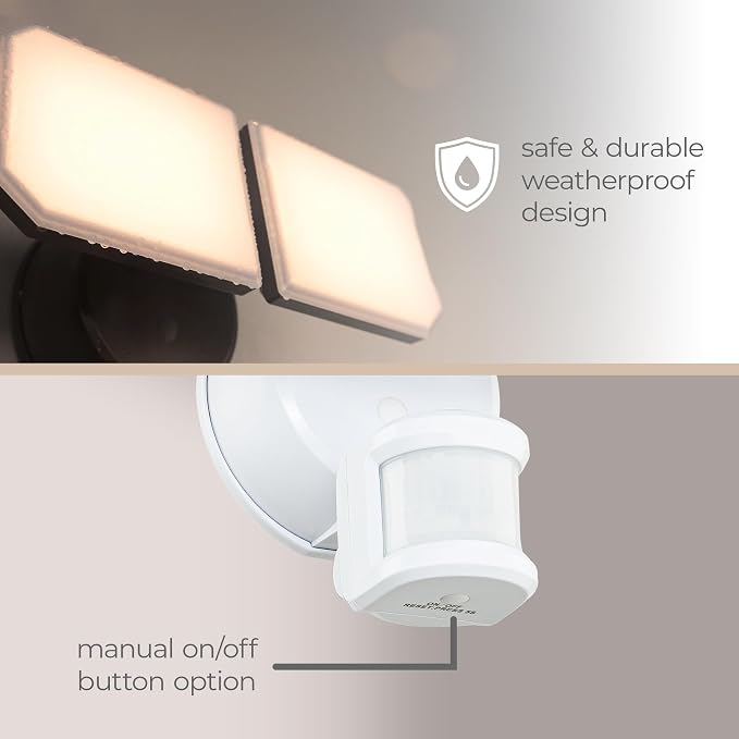 Guardian SMART Flood and Security Wall Light with 2 Lights 2,250 Lumens 20 Watts and Programmable Motion and Photo Sensor in Bronze, Works with Android or iOS