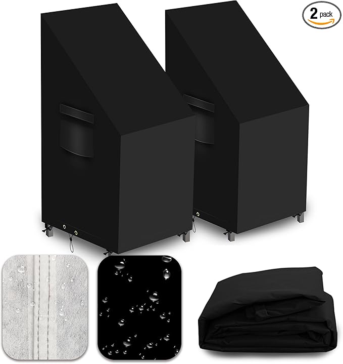 Heavy Duty Patio Chair Covers Waterproof Outdoor, 2 Pack 600D Patio Furniture Covers for Outdoor Rocking Swivel Adirondack Chairs, Lounge Deep Seat 28'' W x 36''D x 28''H/ 47''H Black