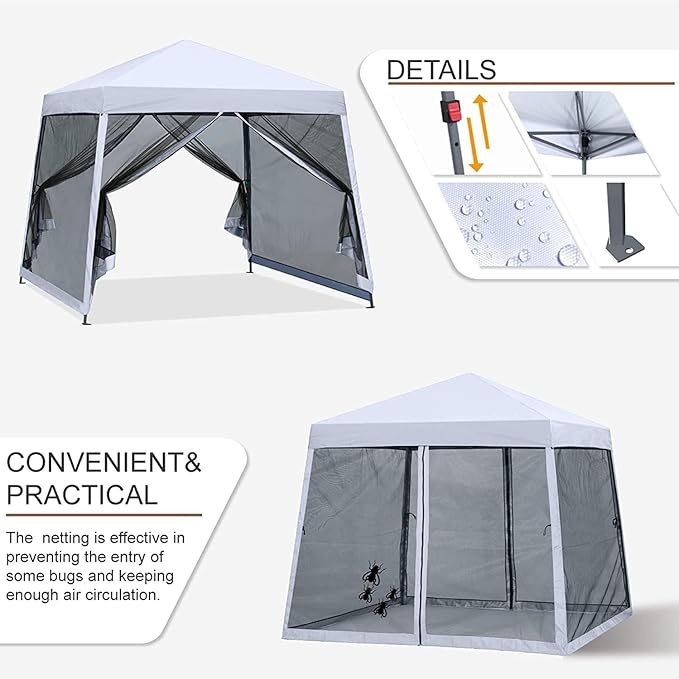 MASTERCANOPY Pop Up Gazebo Canopy with Netting (10x10, White)