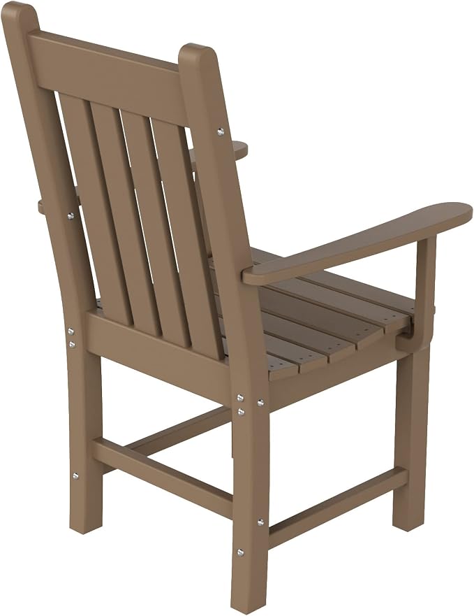 WO Home Furniture Adirondack Patio Dining Chair Table Bench Set of 6 PCS Rectangle Dinner Table Dining Arm-Chairs (Weathered Wood)