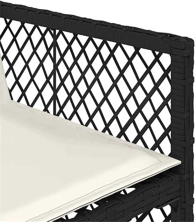 Afuera Living 5 Piece Patio Dining Set, UV-Protected Poly Rattan and Solid Acacia Wood, Black/Cream White, Foldable Chairs with Cushions, Modern Outdoor Furniture for Garden, Terrace, or Patio Use