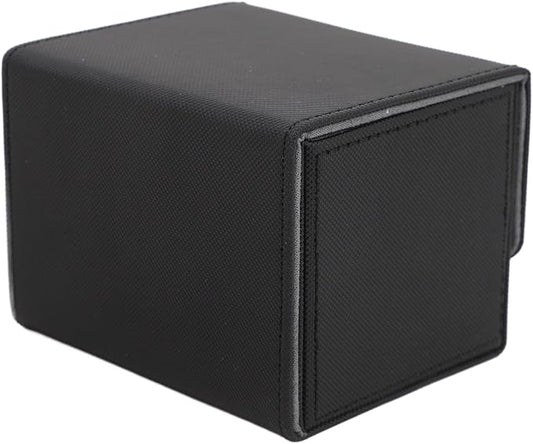 Zunate Card Deck Box with Magnetic Flap Lid, Large Capacity PU Leather Storage Box/Cover for Game Cards and Tarot Cards, Black, Holds Up to 100 (Black)