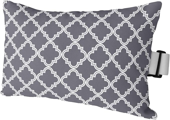 Outdoor Pillows Covers with Inserts Dark Grey Moroccan Pattern Geometric Waterproof Recliner Pillow with Adjustable Strap Throw Pillows for Patio Furniture Pool Lounge Chair, 11x16 inch, 1PCS