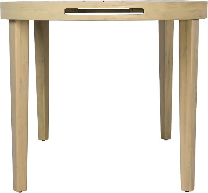Christopher Knight Home Domac Acacia Wood Dining Table Set for 6, Solid Wood Outdoor Dining Set for 6, Oval Patio Dining Table and Chair Set with Cushion & Rope Accent, Cream Beige+Grey+Light Teak