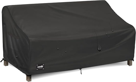JinHrtoyi 2-Seater Patio Loveseat Cover, 60Wx38Dx35H inches Outdoor Furniture Covers Waterproof,100% Waterproof Heavy Duty Patio Furniture Covers,Black Minimalism Style Outdoor Sofa Cover
