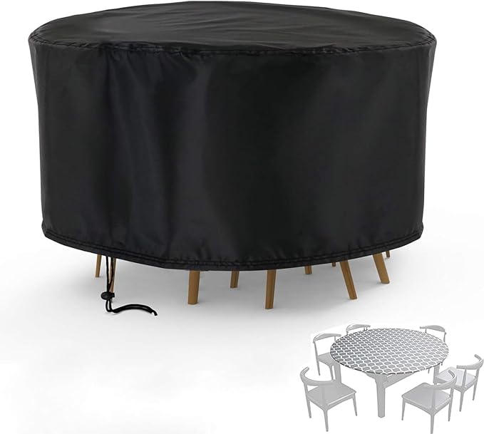 Patio Furniture Set Cover Round, Waterproof Round Patio Table Cover Outdoor Furniture Covers for Patio Furniture(90" D x 43" H)