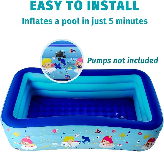 Seasons Inflatable Swimming Pool for Kids, 58 x 40 x 20 inches, PVC, Summer Swimming Pool for Garden & Outdoor Backyard Water Parties