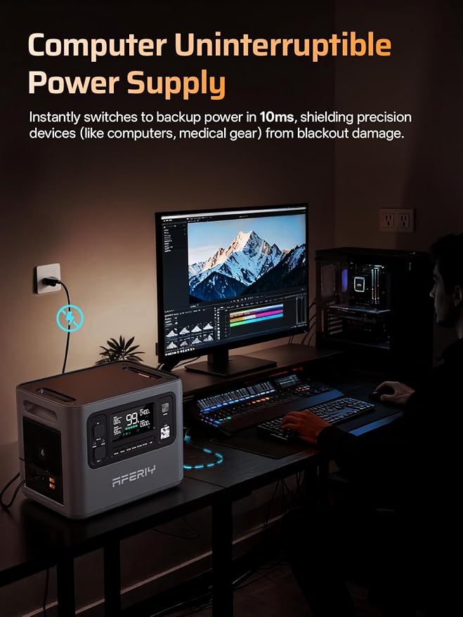 AFERIY P280 Portable Power Station 2800W (Peak 5600W),2048Wh LiFePO4 Battery,Expandable to 10kWh,0-80% Charge in 38 Min,UPS Dual Solar Input Solar Generator for Home Use,Power Outages,Camping,and RVs