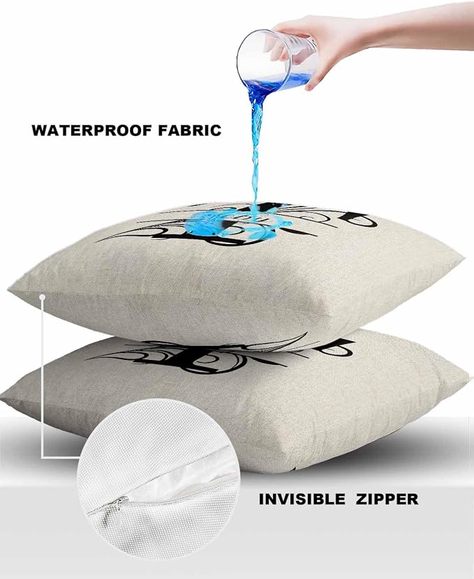 Personalized Gifts for Women/Men, Custom Pillow Case with Name Outdoor Waterproof Pillowcase, Letter T Customized Pillow Cases for Patio, Monogram Words Customs Pillow Cover 18" x 18", 2 Pcs
