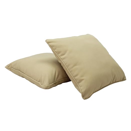 Factory Direct Partners Presidio 24" x 24" Square Decorative Throw Pillow Set with Piping for Indoor/Outdoor Furniture UV, Fade, Weather-Resistant Olefin Fabric (2-Pack) - Beige Sand, 13811-SD