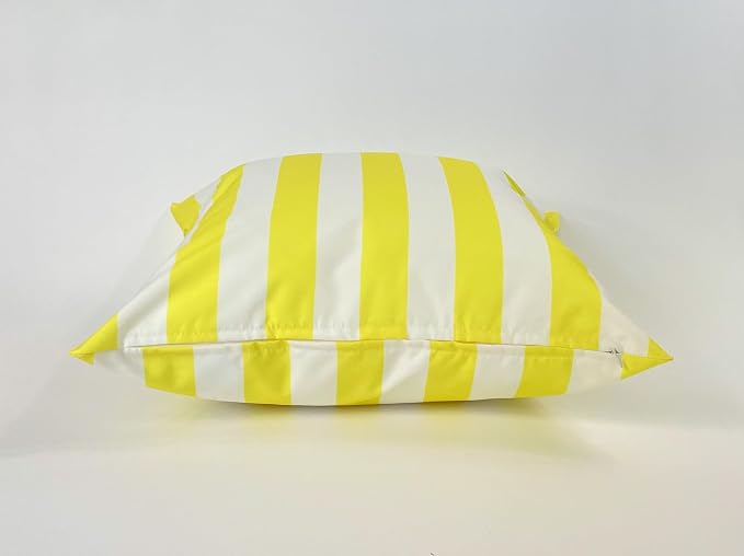 Pack of 2 Outdoor 20''x20'' Waterproof Bright Yellow Striped Throw Pillow Covers Decorative Square Cushion Patio Pillows for Patio Furniture (Illuminating)